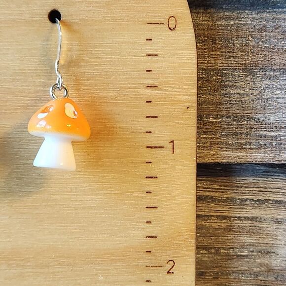 Mushroom Earrings on Sterling Silver French Earwires Nature Fungi - Picture 3 of 5